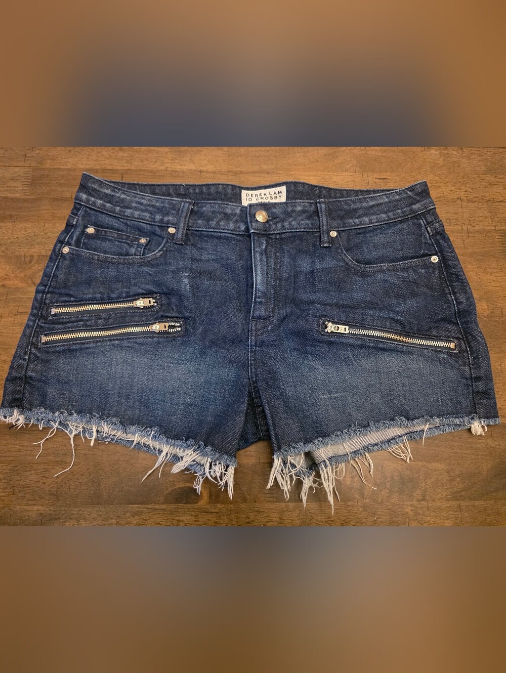 Derek Lam Dark Blue Denim Zip-Pocket Cutoff Shorts